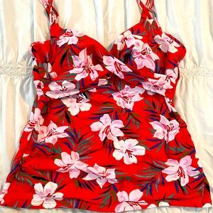 Red Floral Tankini